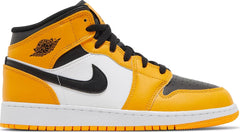 Nike Grade School Womens Air Jordan 1 Mid Sneakers - 'Reverse Yellow Toe'