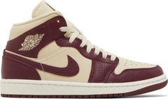 Nike Womens Air Jordan 1 Mid SE Sneakers - 'Split - Beach Cherrywood'
