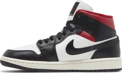Nike Womens Air Jordan 1 Mid Sneakers - 'Black Sail Gym Red'