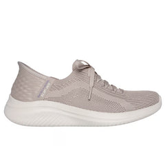 Women's Wide Fit Skechers 149710 Slip-ins Ultra Flex 3.0 Brilliant Trainers - Taupe