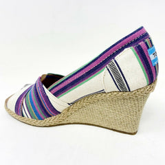 Toms Wedge Village Stripe Womens Open Toe Heel Casual Booties