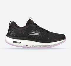 Women's Wide Fit Skechers 124933 Go Walk Workout Walker Trainers - Black/Lavender