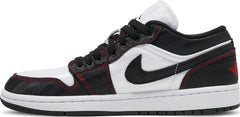Nike Womens Air Jordan 1 Low SE Utility Sneakers - 'White Black Red'