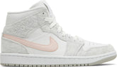 Nike Womens Air Jordan 1 Mid SE Sneakers - 'White Light Iron Ore'