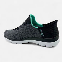 Skechers Summits Dazzling Haze Black Turquoise Womens Wide Slip Ins Sneaker