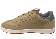DC Shoes Mens Comfortable DC Astrix Leather Lace Up Shoes Tan Grey