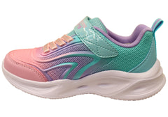 Skechers Kids Girls S Lights Sola Glow Color Breeze Shoes Aqua Pink
