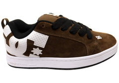DC Shoes Mens Court Graffik SE Leather Lace Up Shoes Brown White