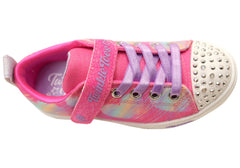 Skechers Kids Girls S Lights Heart Steps Heart Sketch Shoes Pink Multi