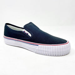PF Flyers Center Slip On Black White Womens Retro Shoes PM12OS2D