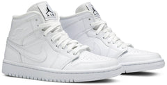 Nike Womens Air Jordan 1 Mid Sneakers - 'White Snakeskin'