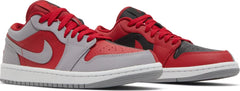 Nike Womens Air Jordan 1 Low SE Sneakers - 'Split - Gym Red Cement Grey'