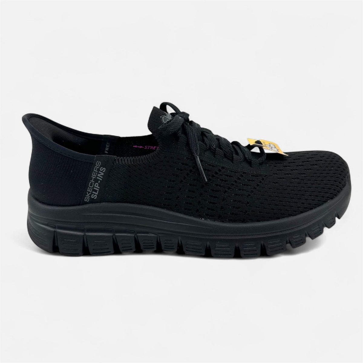 Skechers Graceful First Blush Black Womens Casual Slip Ins Sneaker