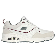 Men's Wide Fit Skechers 183020 Uno Retro One Trainers - White/Green