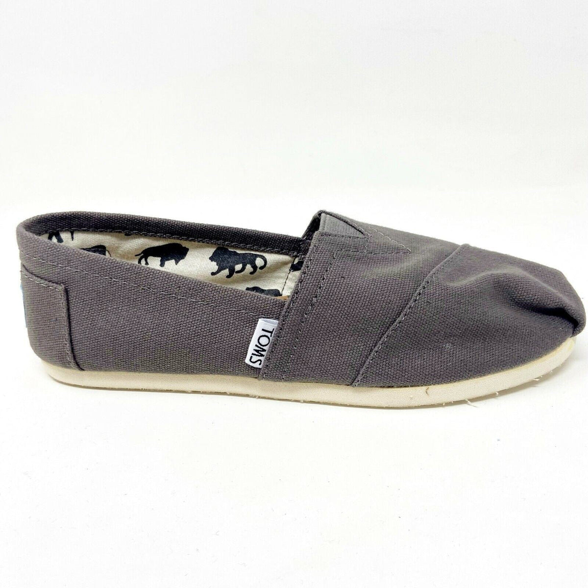 Toms Classics Ash Gray Womens Slip On Casual Canvas Flat Shoes