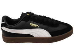 Puma Club II Era Mens Leather Lace Up Casual Shoes Black White