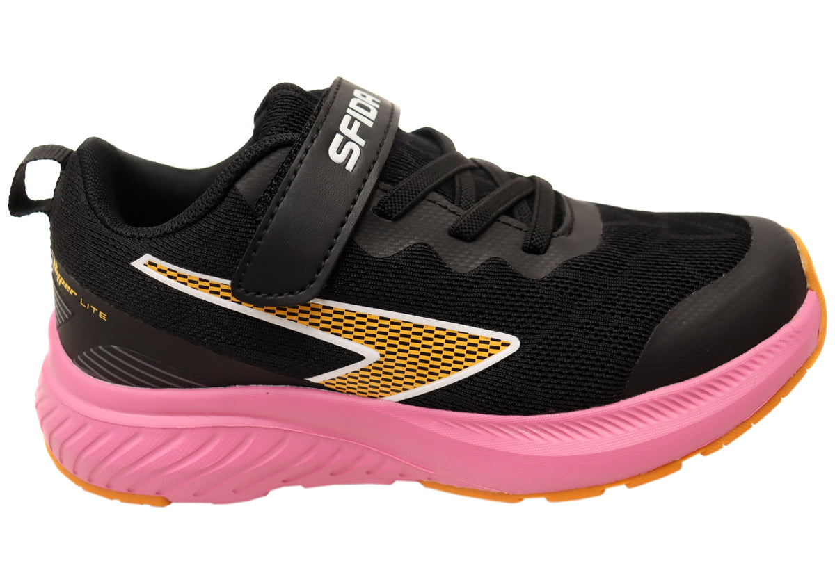 Sfida Switch Kids Girls Adjustable Strap Athletic Shoes Black Pink