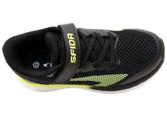 Sfida Tempo Kids Boys Adjustable Strap Athletic Shoes Black Lime