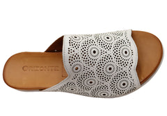 Orizonte Shelly Womens Comfortable European Leather Slides Sandals