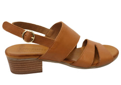 Orizonte Solectra Womens Comfortable European Leather Low Heel Sandals