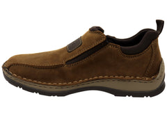 Rieker Mens 05363-26 Comfortable Leather Extra Wide Fit Slip On Shoes