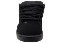 DC Shoes Mens Net Comfortable Leather Lace Up Shoes Black Black Black