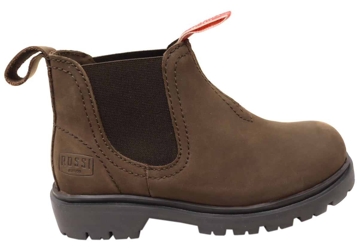 Rossi Boots 202 Bimberi Kids Pull On Leather Chelsea Boots Brown