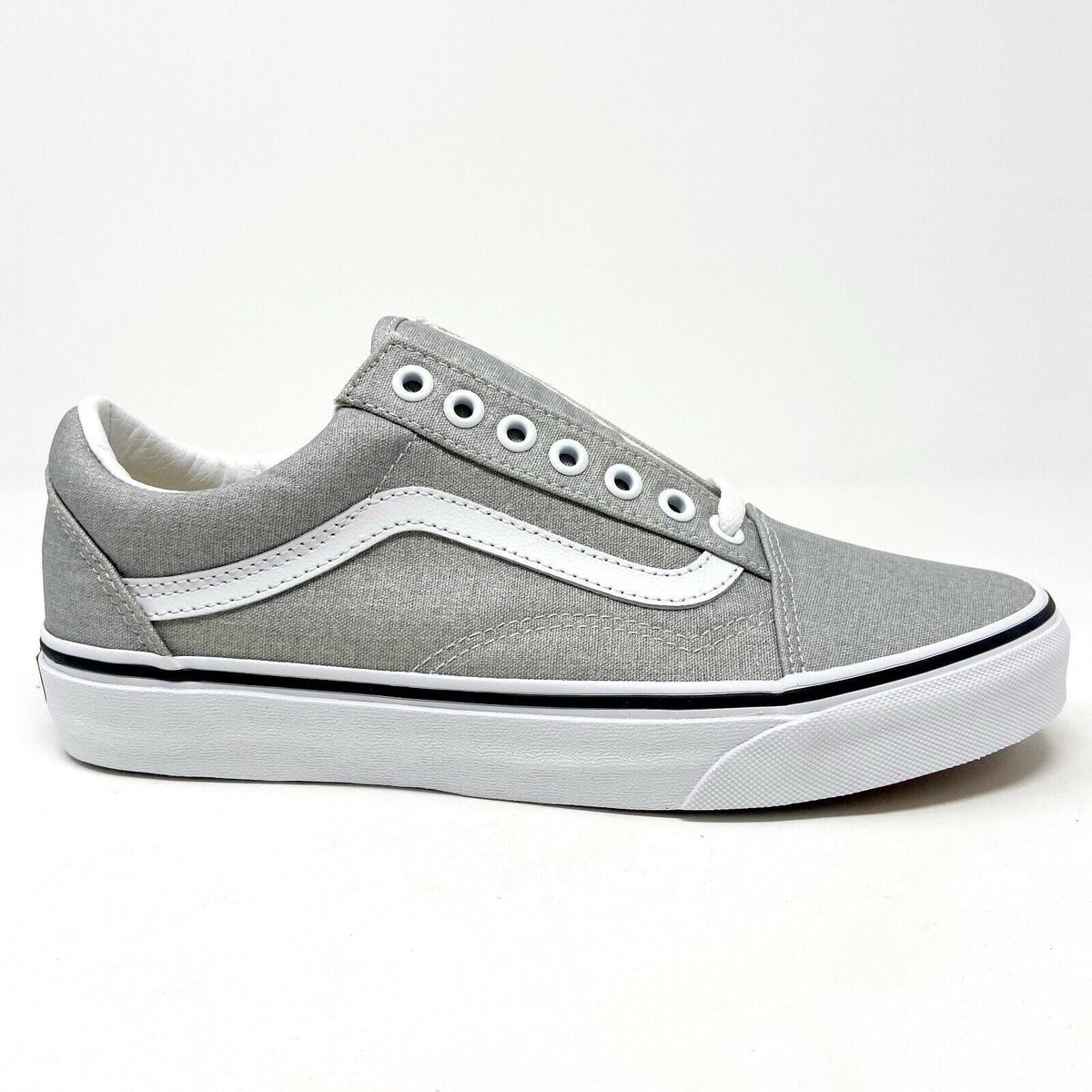 Vans Old Skool Silver True White Womens Classic Casual Sneakers