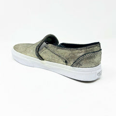 Vans Asher (Metallic) Gold White Womens Classic Slip On Casual Shoes