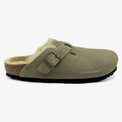 Birkenstock Boston VL Shearling Taupe Womens Casual Soft Footbead Clog