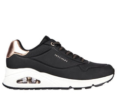 Women's Wide Fit Skechers Uno 155196W Shimmer Away Trainers