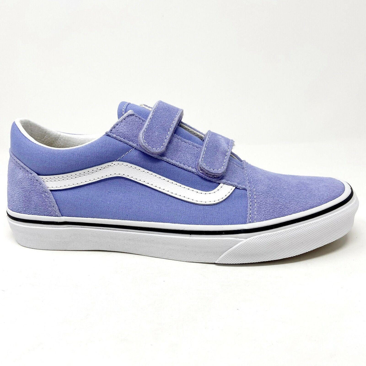 Vans Old School V Pale Iris True White Junior Kids Laceless Casual Shoes