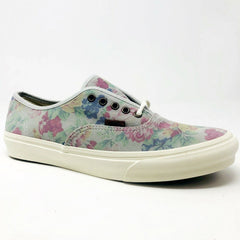 Vans Authentic Slim (Suede Floral) Marshmallow Gray Womens Casual Shoes