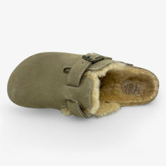Birkenstock Boston VL Shearling Taupe Womens Casual Soft Footbead Clog